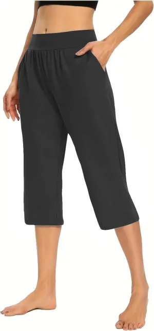 Yoga Capri Pants for Women High Waisted Loose Fitting Capri Wide Leg Pants Capri Pants for Dressy Casual Sweat Capris