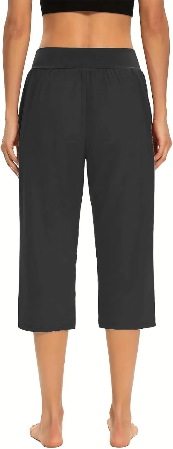 Yoga Capri Pants for Women High Waisted Loose Fitting Capri Wide Leg Pants Capri Pants for Dressy Casual Sweat Capris