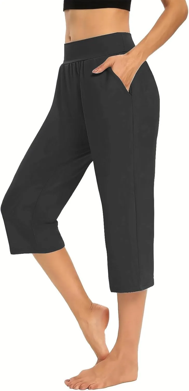 Yoga Capri Pants for Women High Waisted Loose Fitting Capri Wide Leg Pants Capri Pants for Dressy Casual Sweat Capris