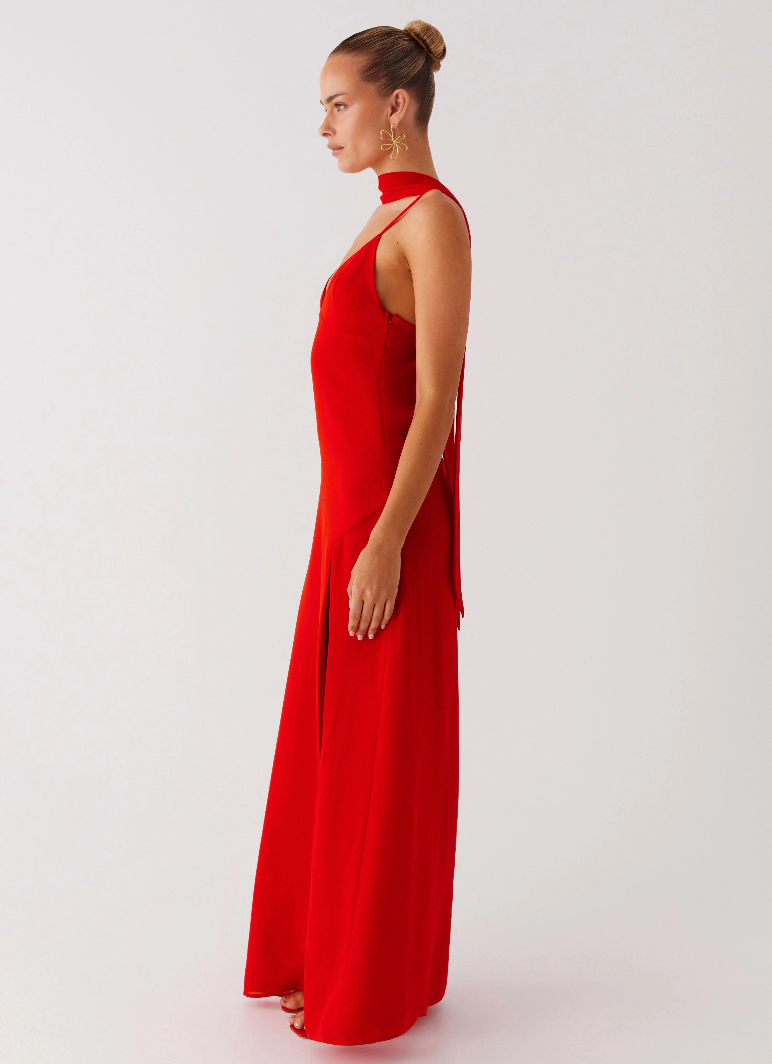 Ethically-Made Yorke Scarf Maxi Dress - Raspberry Red