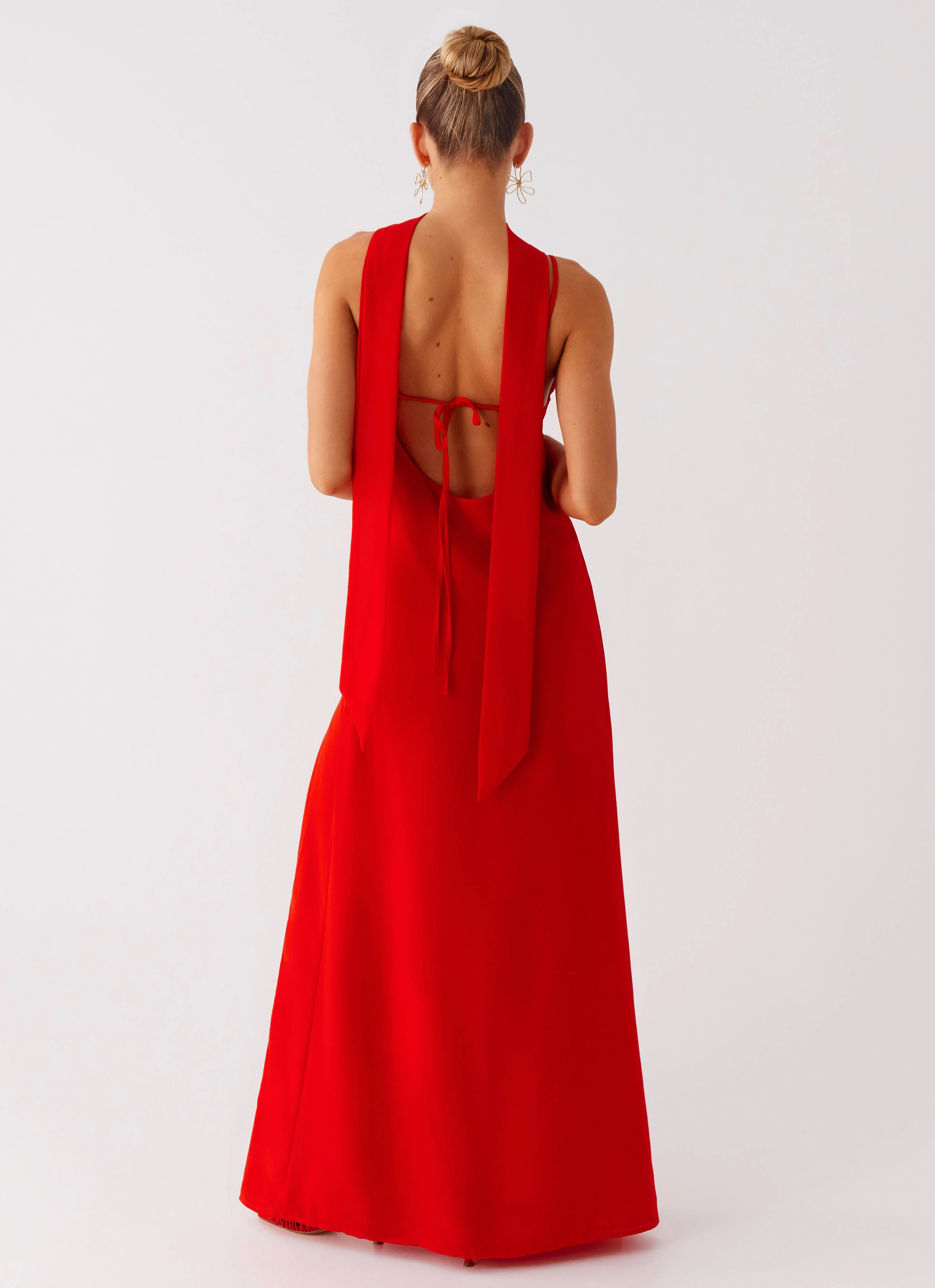 Draped Fabric Perfect Length Yorke Scarf Maxi Dress - Raspberry Red
