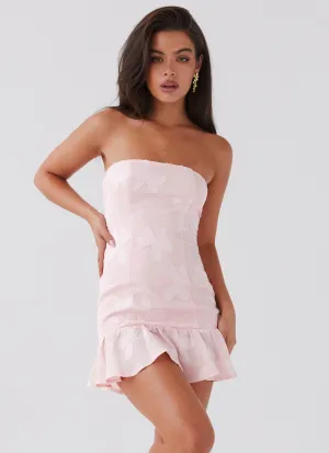 Relaxed and Effortless Young Heart Mini Dress - Pink Petal