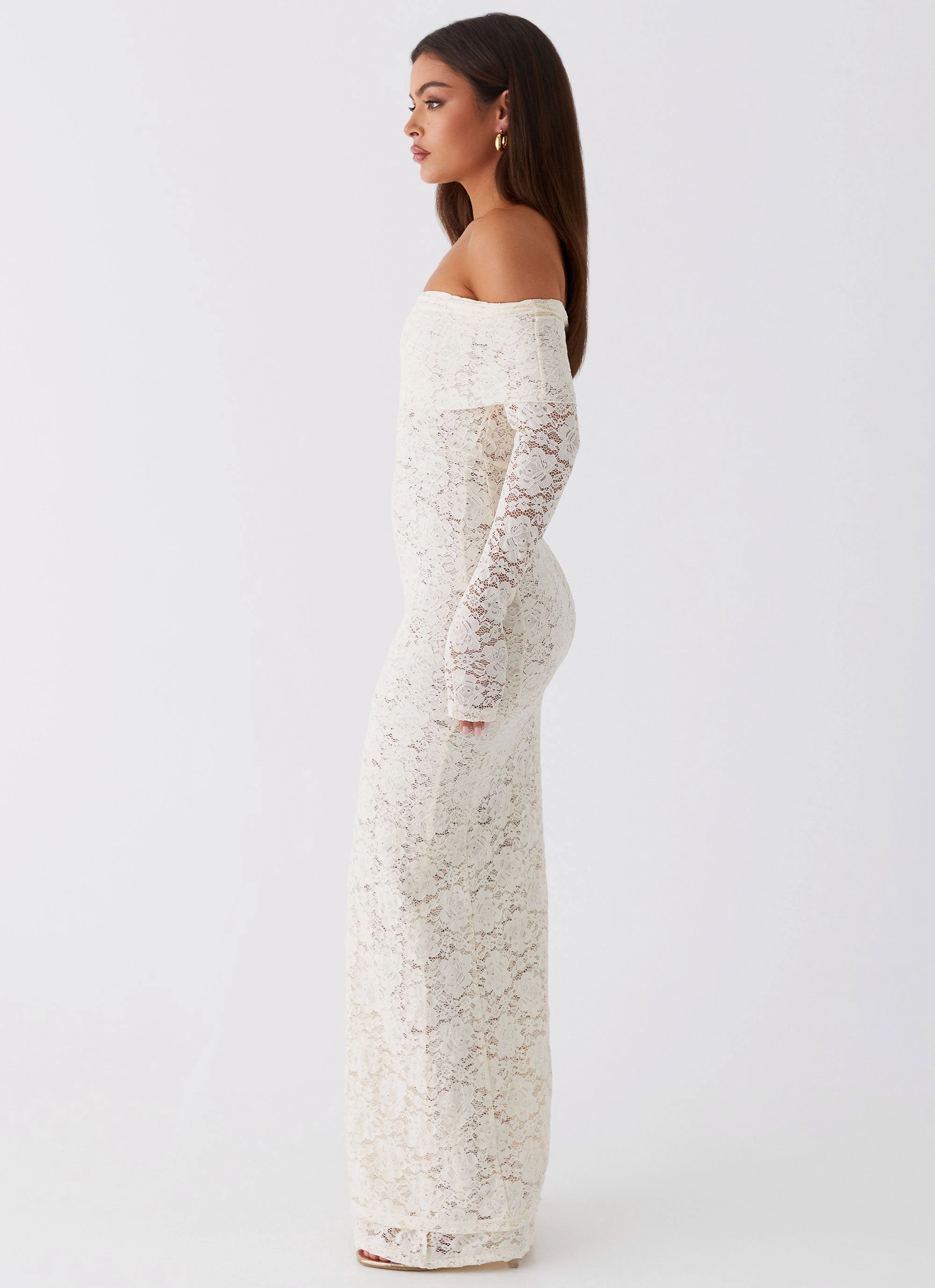 Yours Always Lace Maxi Dress - Ivory Geometric Shape