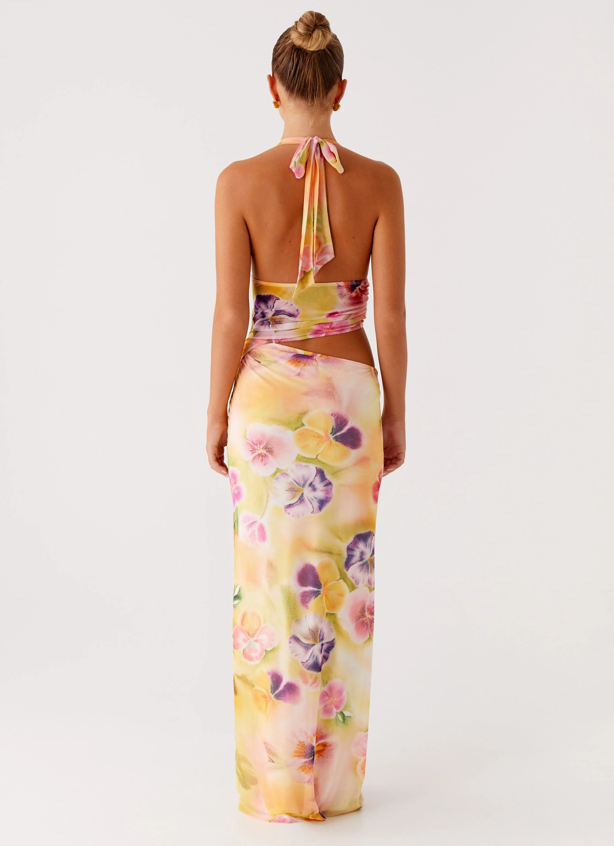 Main Act Halter Maxi Dress - Sunburst Floral Soft-touch daywear Casual day-to-night piece