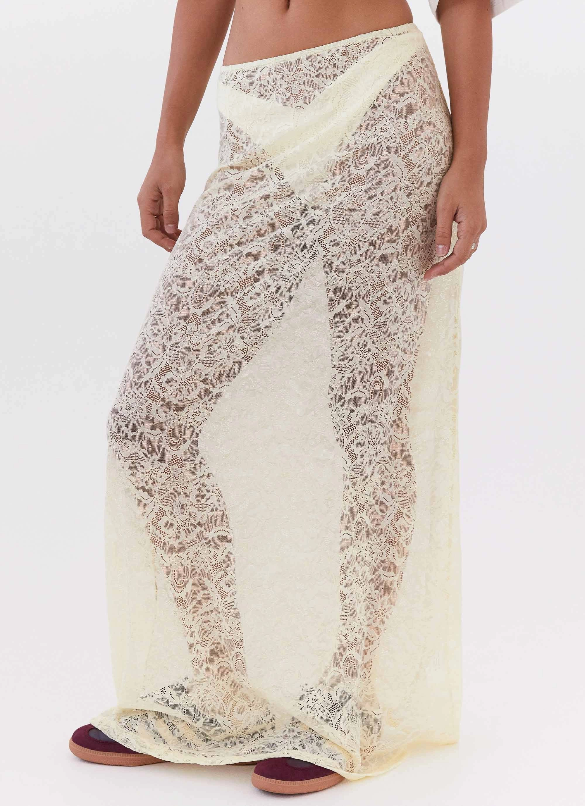 Atoir Lace Maxi Skirt - Yellow Adjustable drawstring
