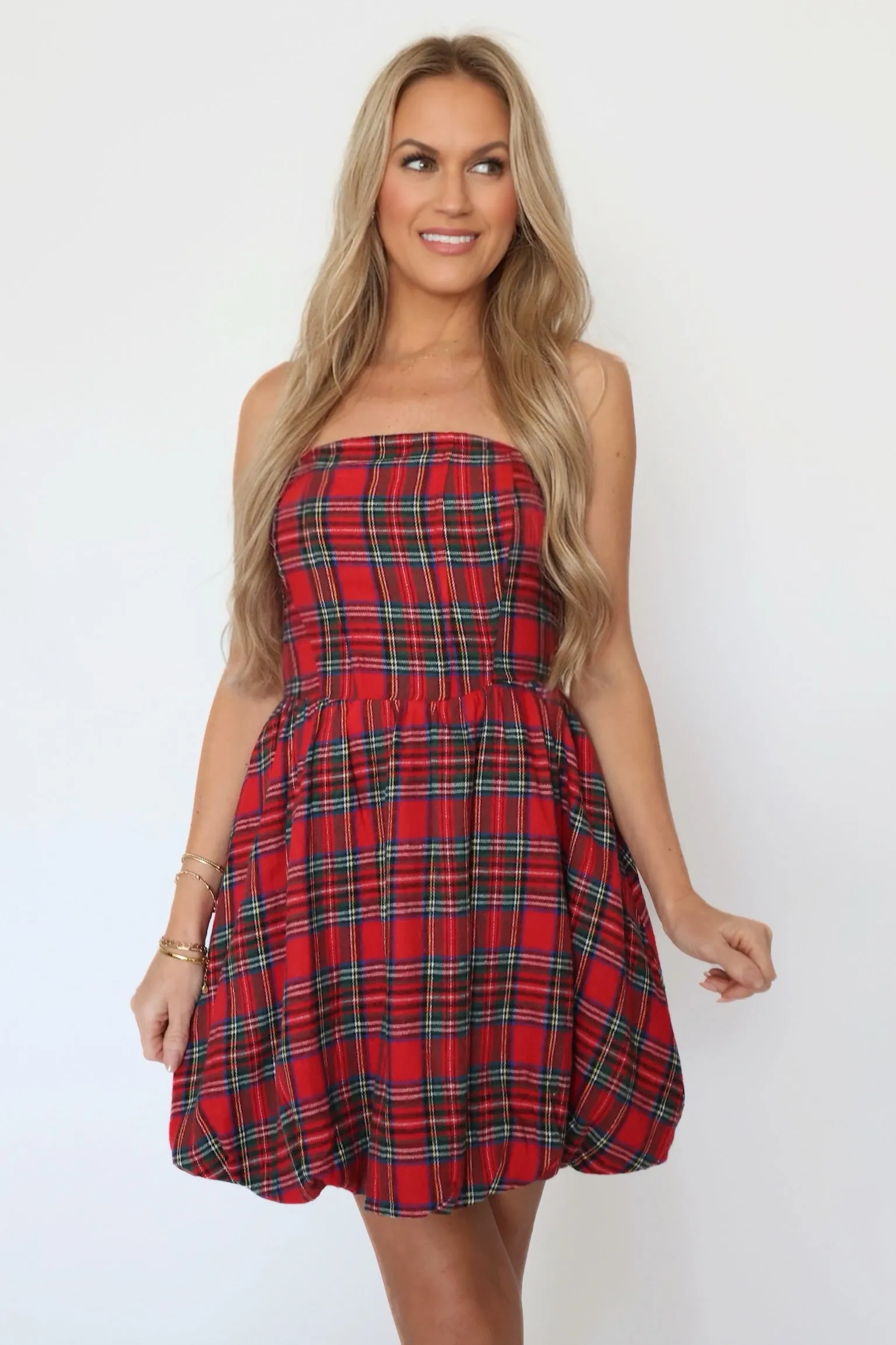 Ruffle Hem Yuletide Plaid Mini Dress (final sale)