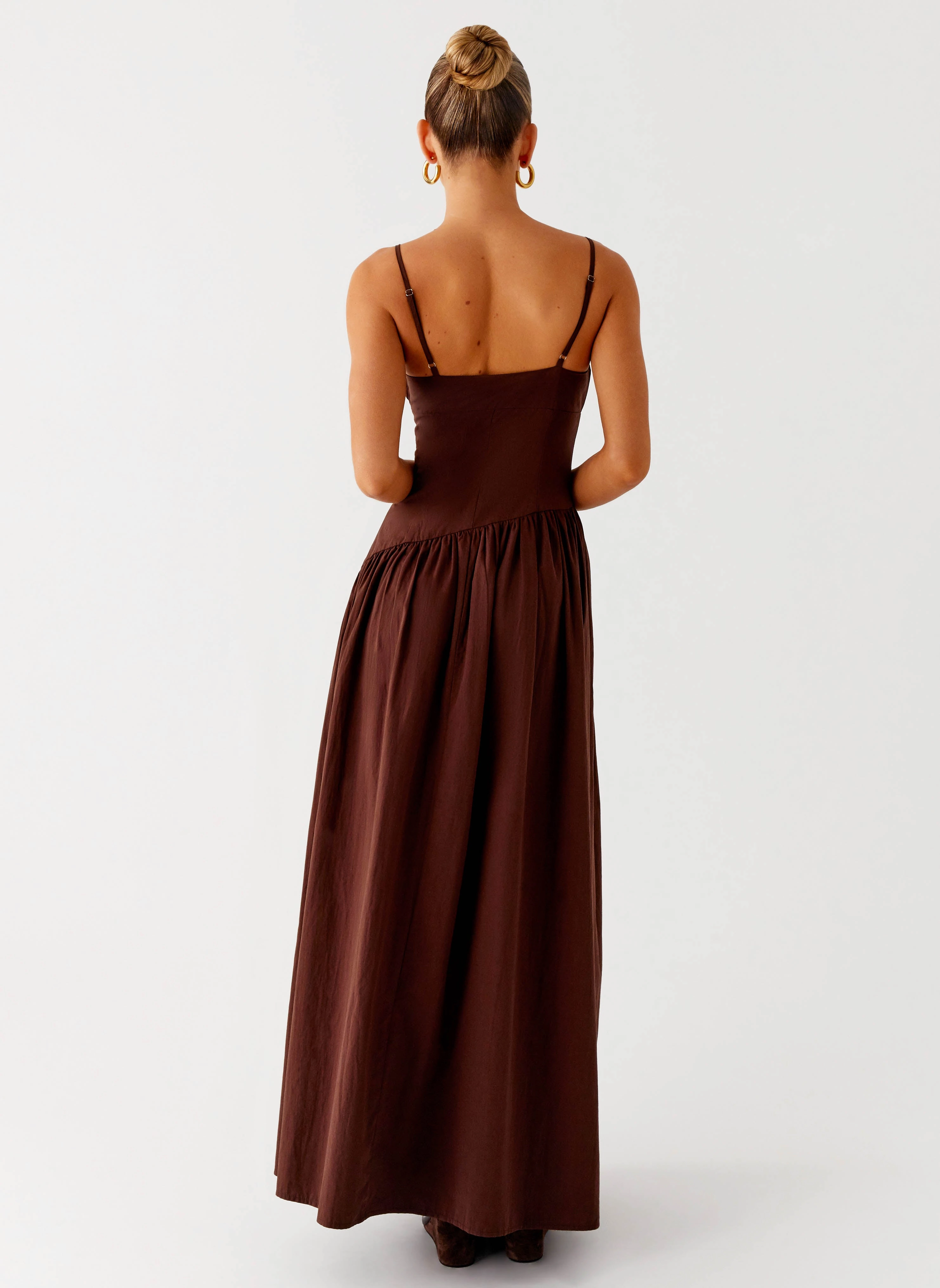 Yuna Drop Waist Maxi Dress - Chocolate Dreamy Look Chic Mom