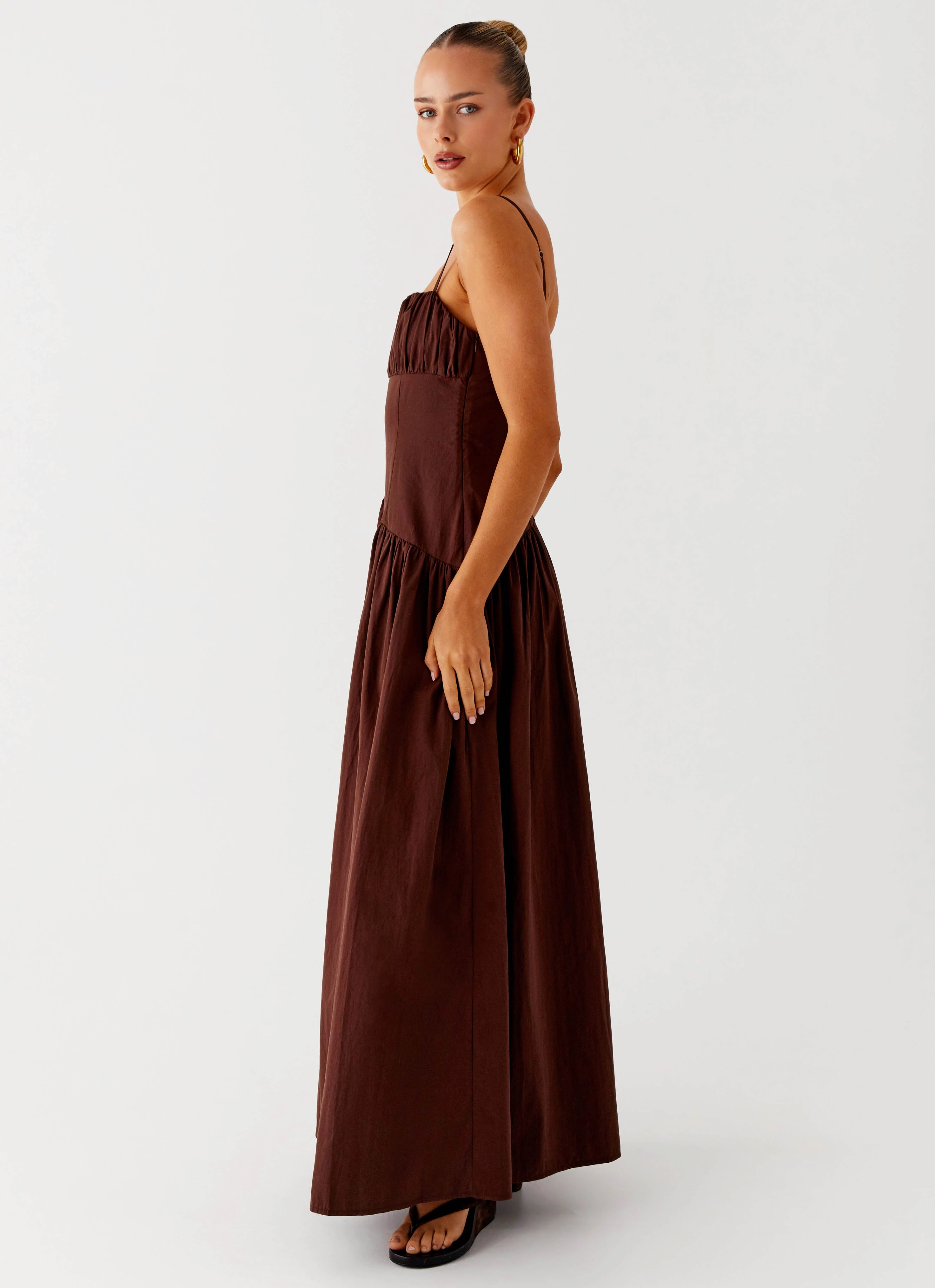 Yuna Drop Waist Maxi Dress - Chocolate Classic Layering Light Blend