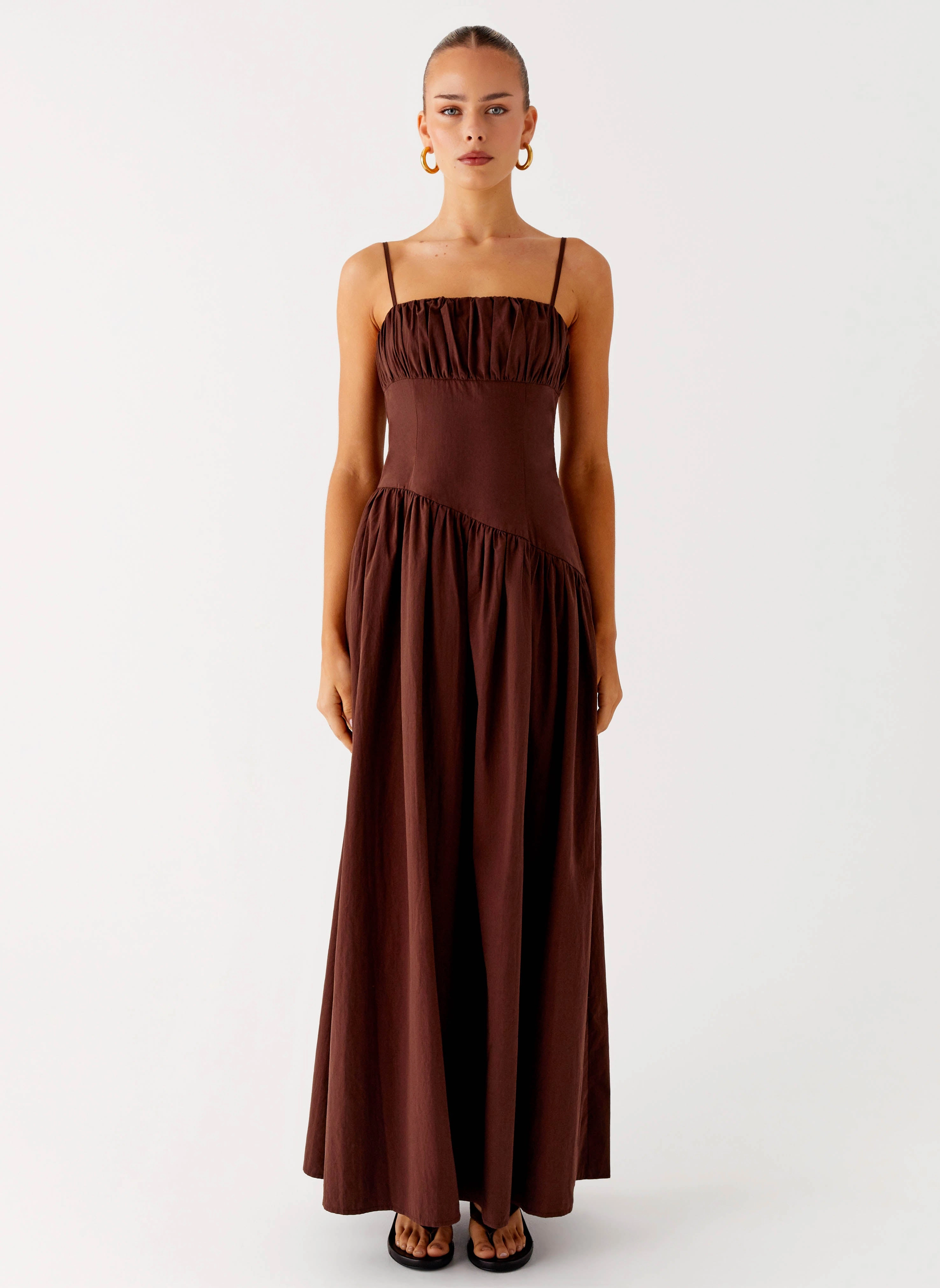 Casual Core Vibrant fit Yuna Drop Waist Maxi Dress - Chocolate