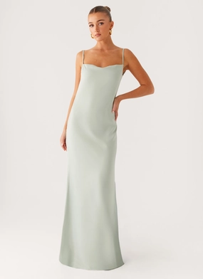 Yves Maxi Dress - Mint Aura Glow Effortless Waist Design