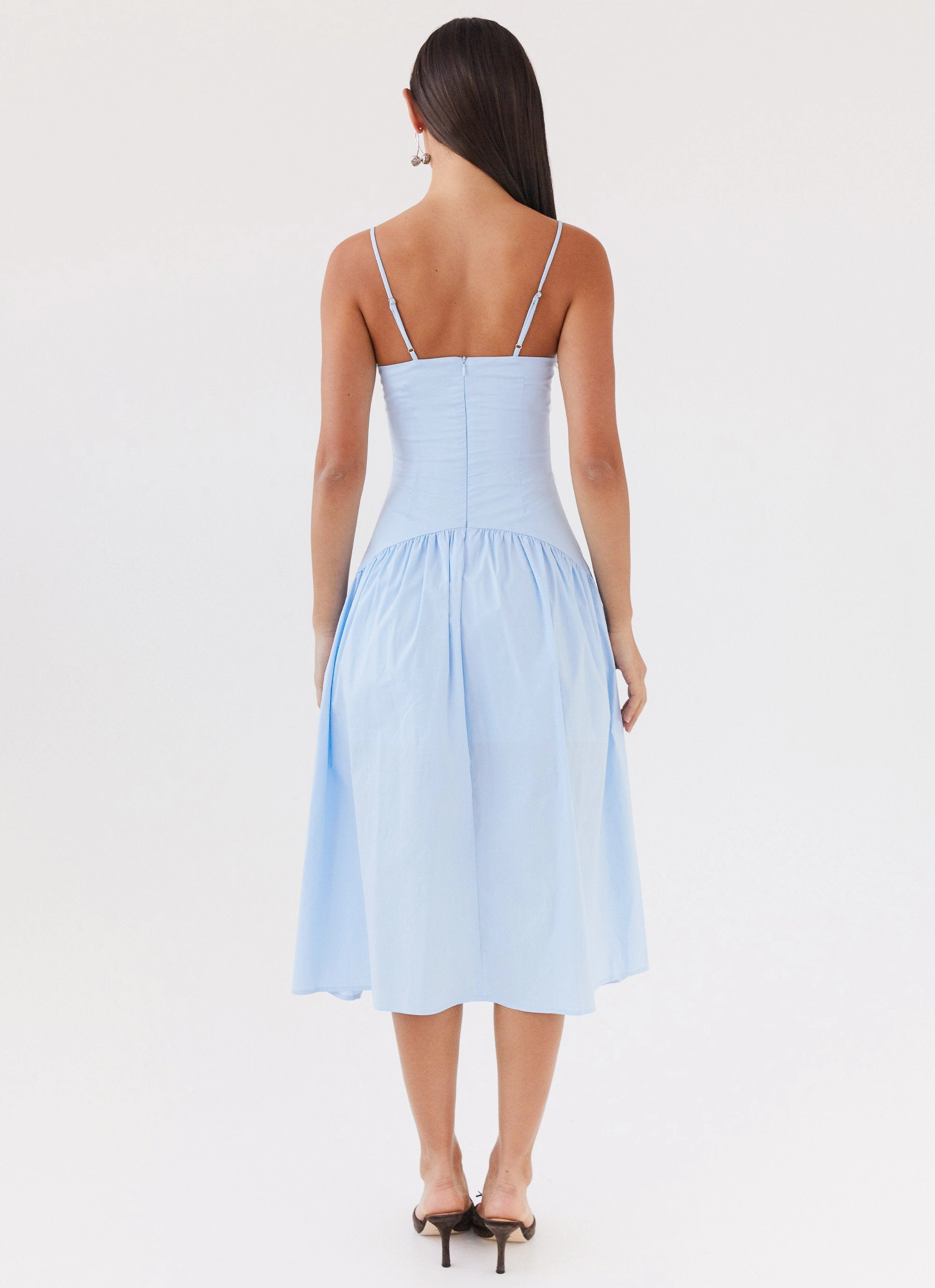 Yvette Corset Midi Dress - Blue Eye Catching Date-Night
