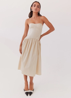Delicate Details Yvette Corset Midi Dress - Desert Sage
