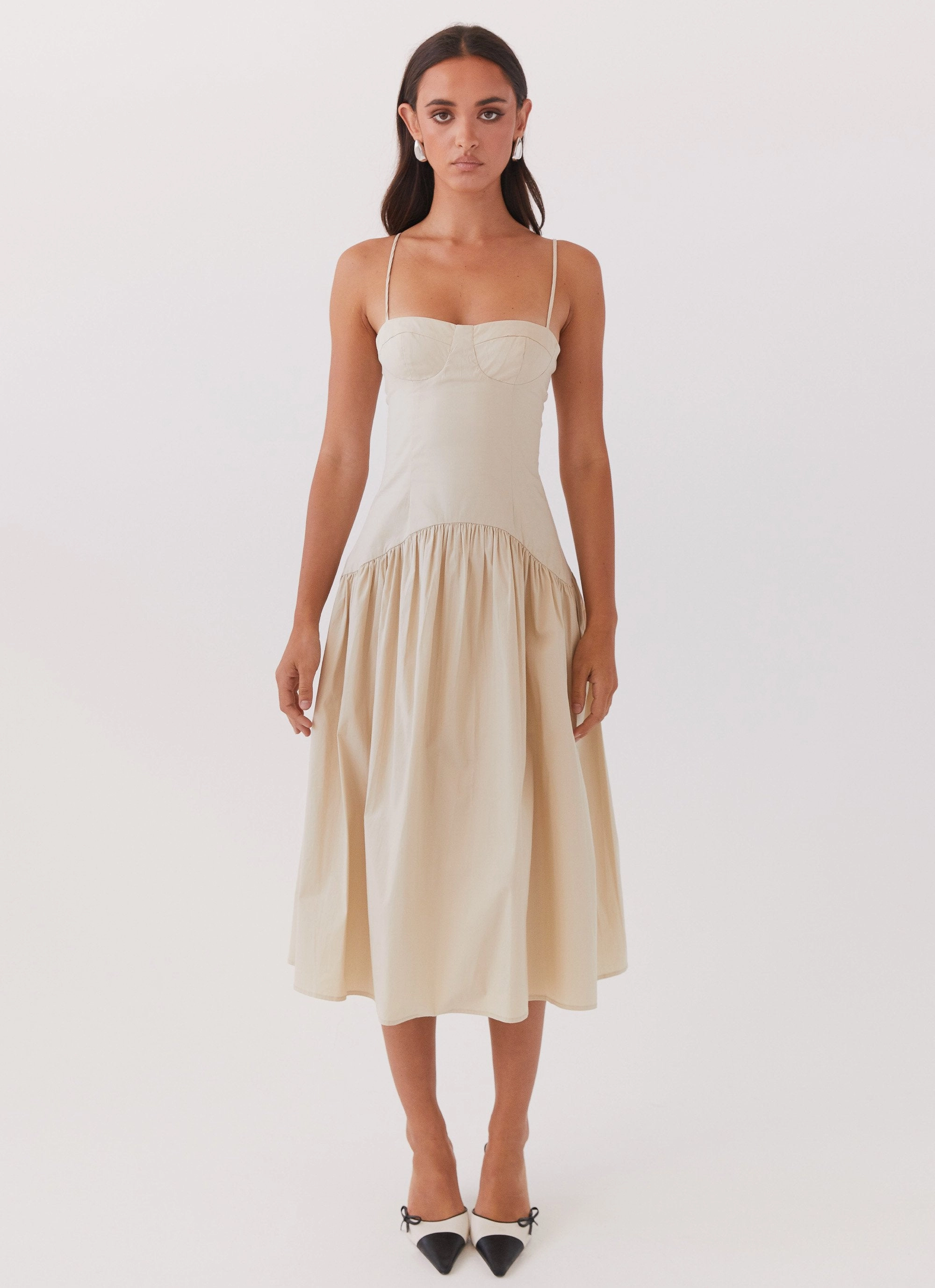 Work Favorite Yvette Corset Midi Dress - Desert Sage