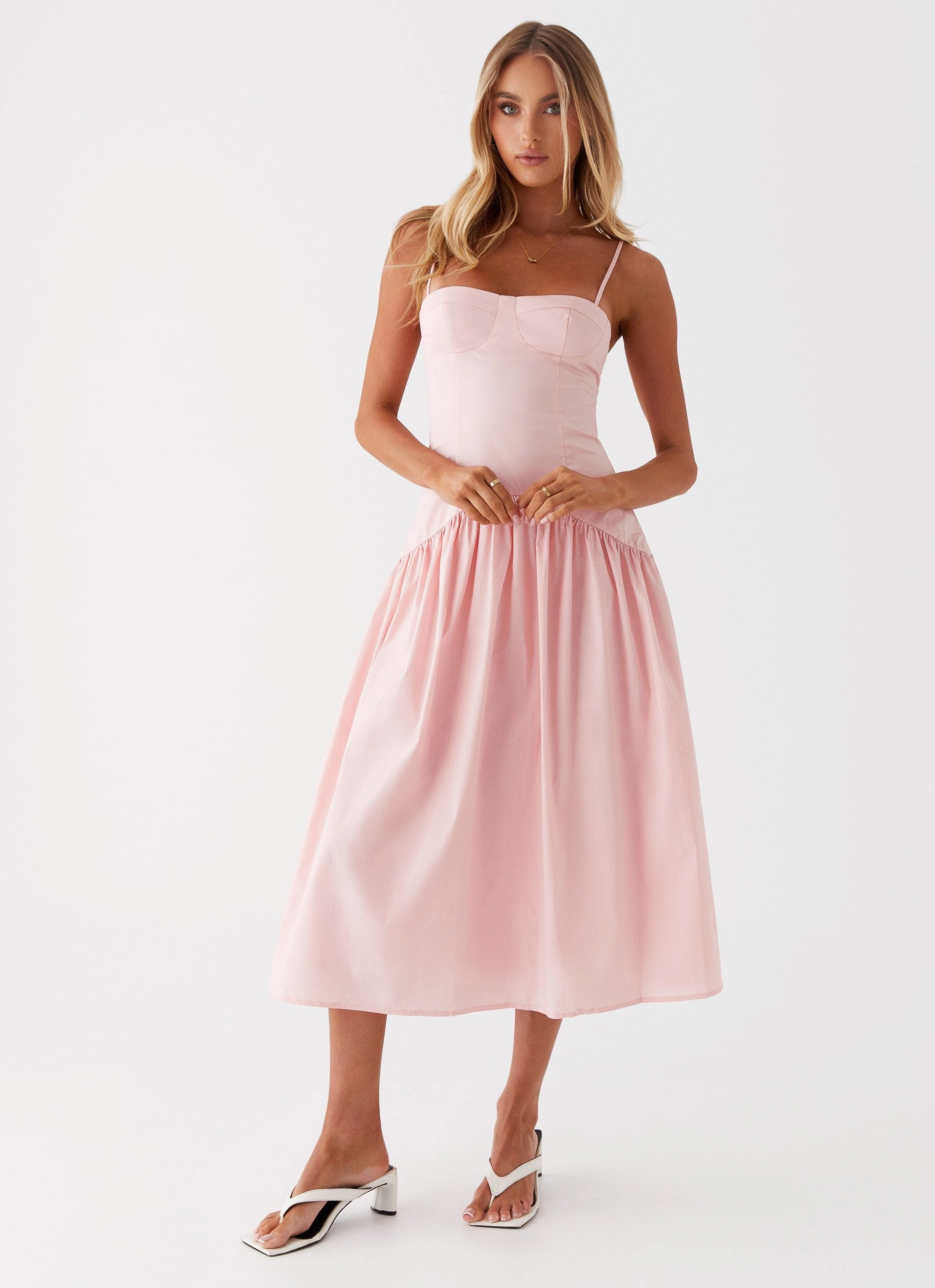 Yvette Corset Midi Dress - Pink Sustainable-Lining Flattering Shape
