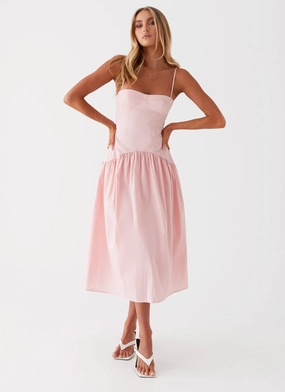 Yvette Corset Midi Dress - Pink Comfortable Waist Design Fit