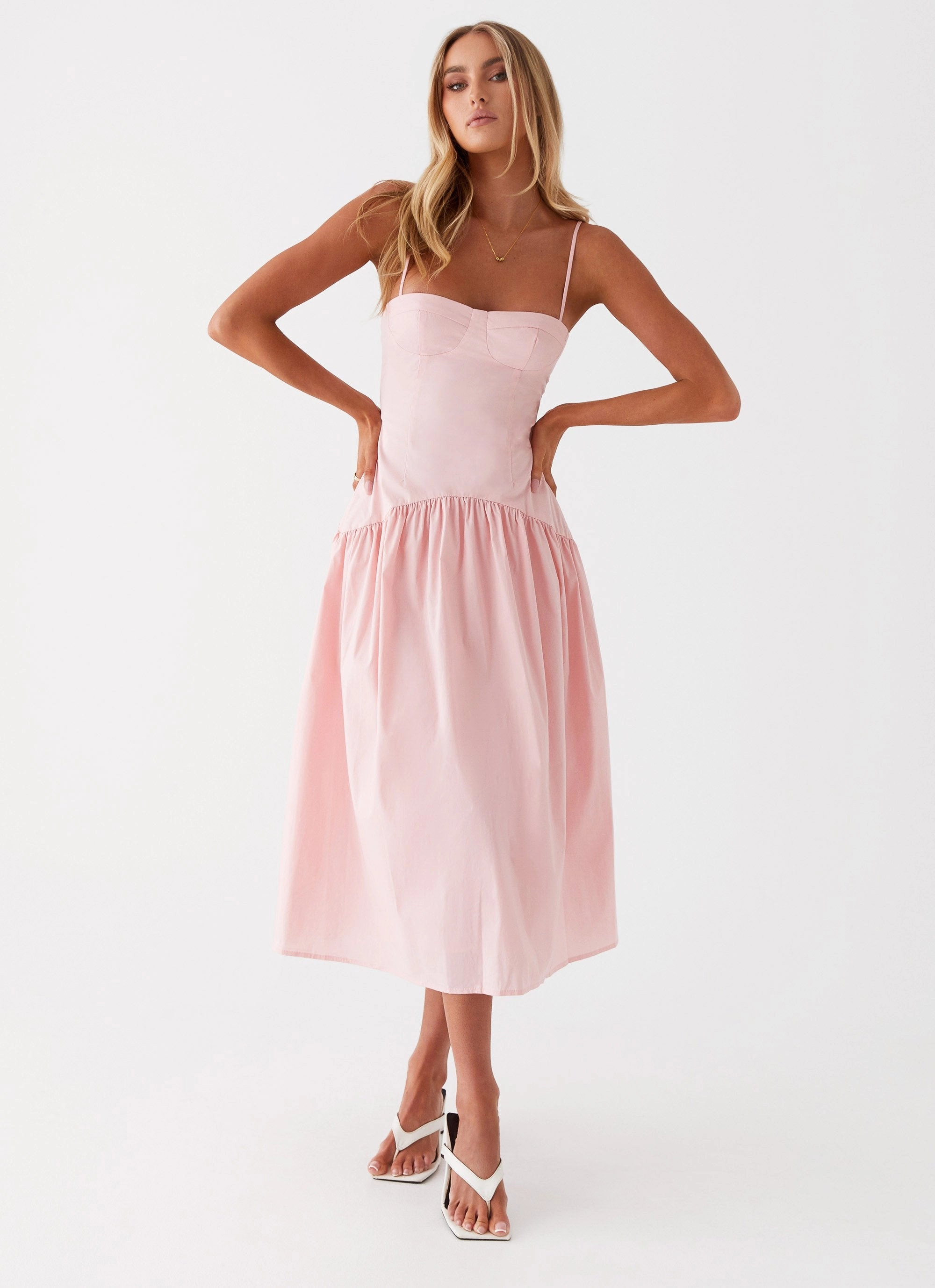 Yvette Corset Midi Dress - Pink Comfortable Waist Design Fit
