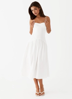 Yvette Corset Midi Dress - White Daily Silhouette Relaxed Waistband