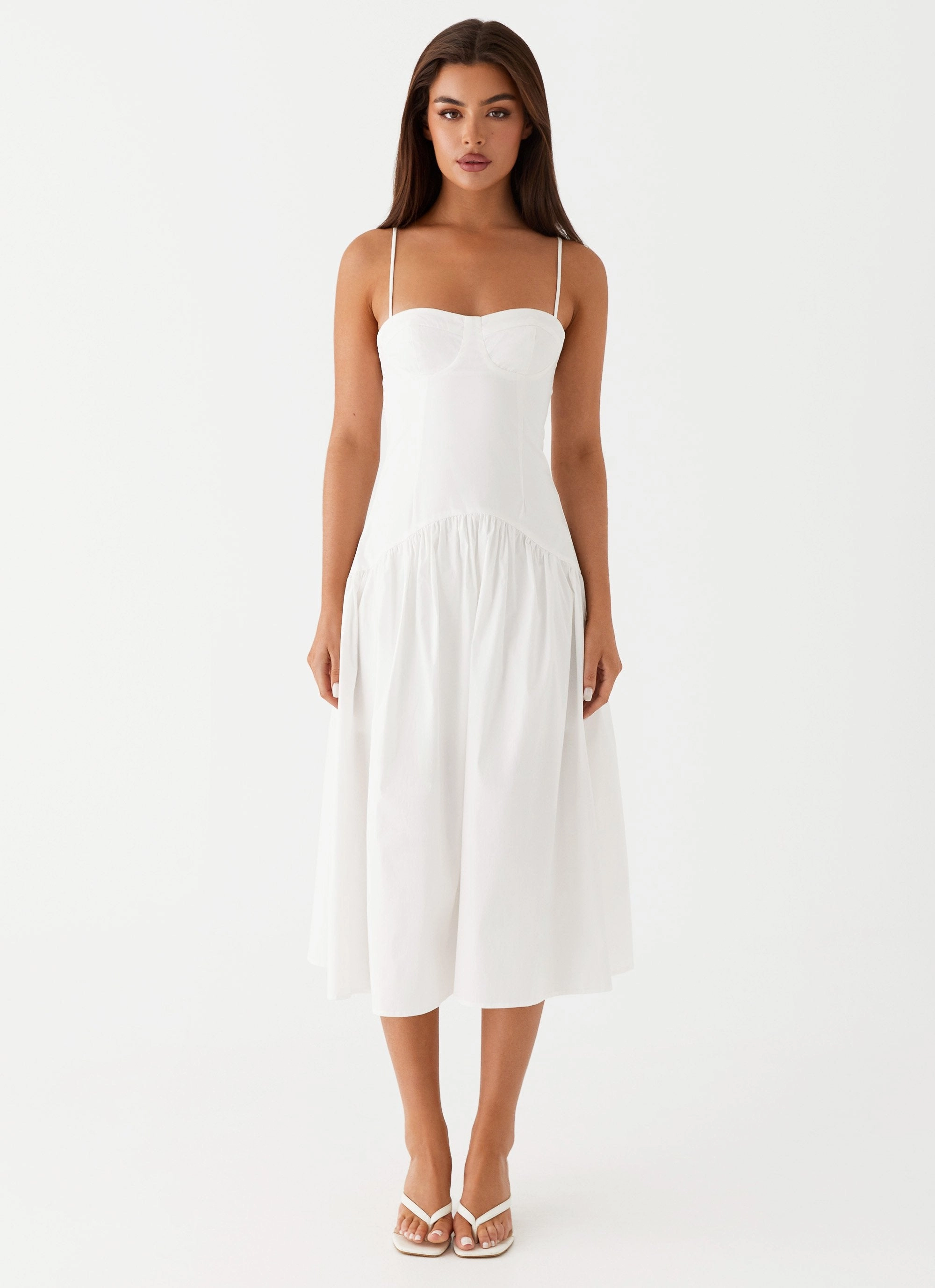 Effortless Layer Wear Yvette Corset Midi Dress - White
