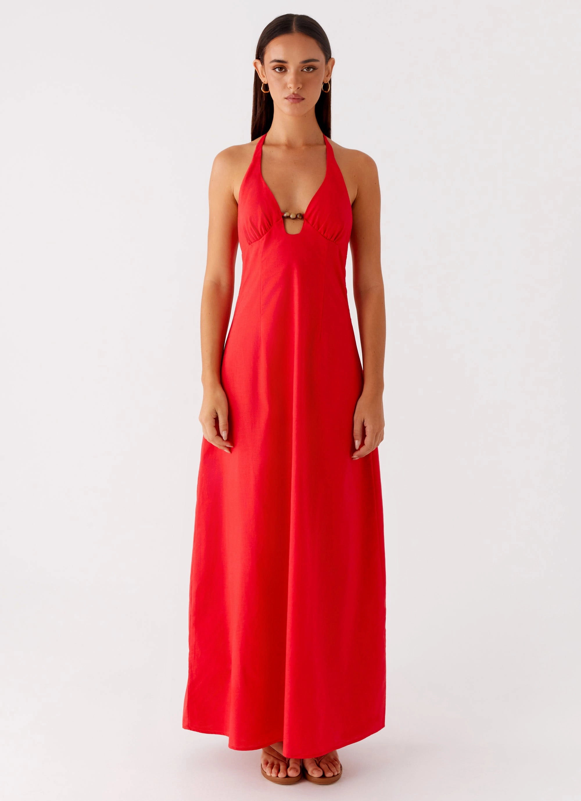Silk Shine Breezy Mood Zana Maxi Dress - Red
