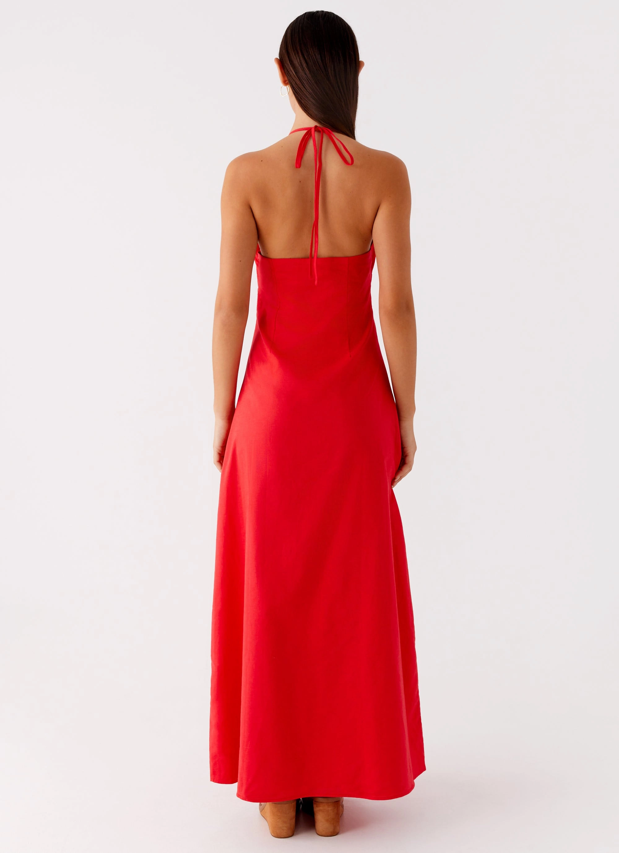 Simple Yet Elegant Tulle Air Zana Maxi Dress - Red