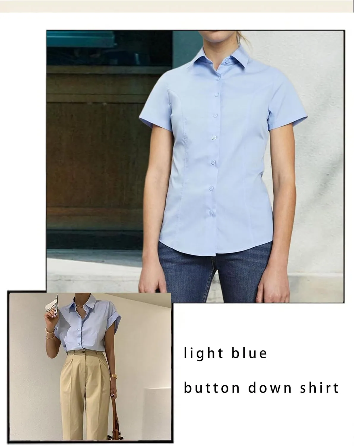 Zeagoo Women's Button Down Shirts Short Sleeve Dress Shirts Basic Business Collared Work Blouses