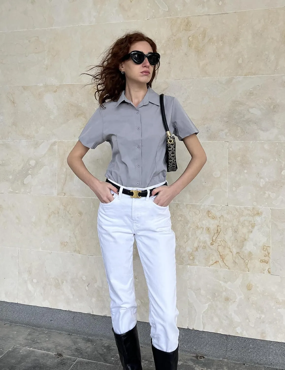 Zeagoo Women's Button Down Shirts Short Sleeve Dress Shirts Basic Business Collared Work Blouses