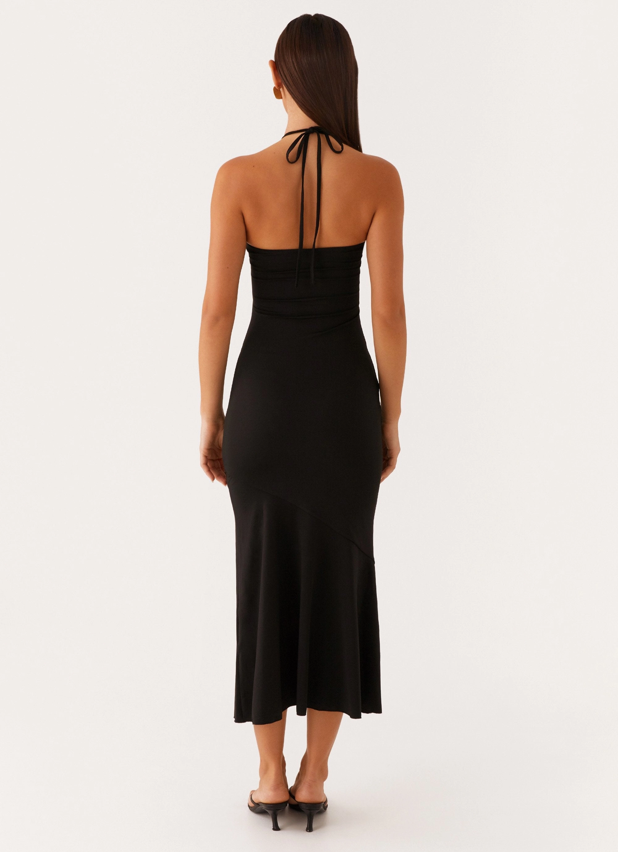Zena Halterneck Midi Dress - Black Sharp Edge