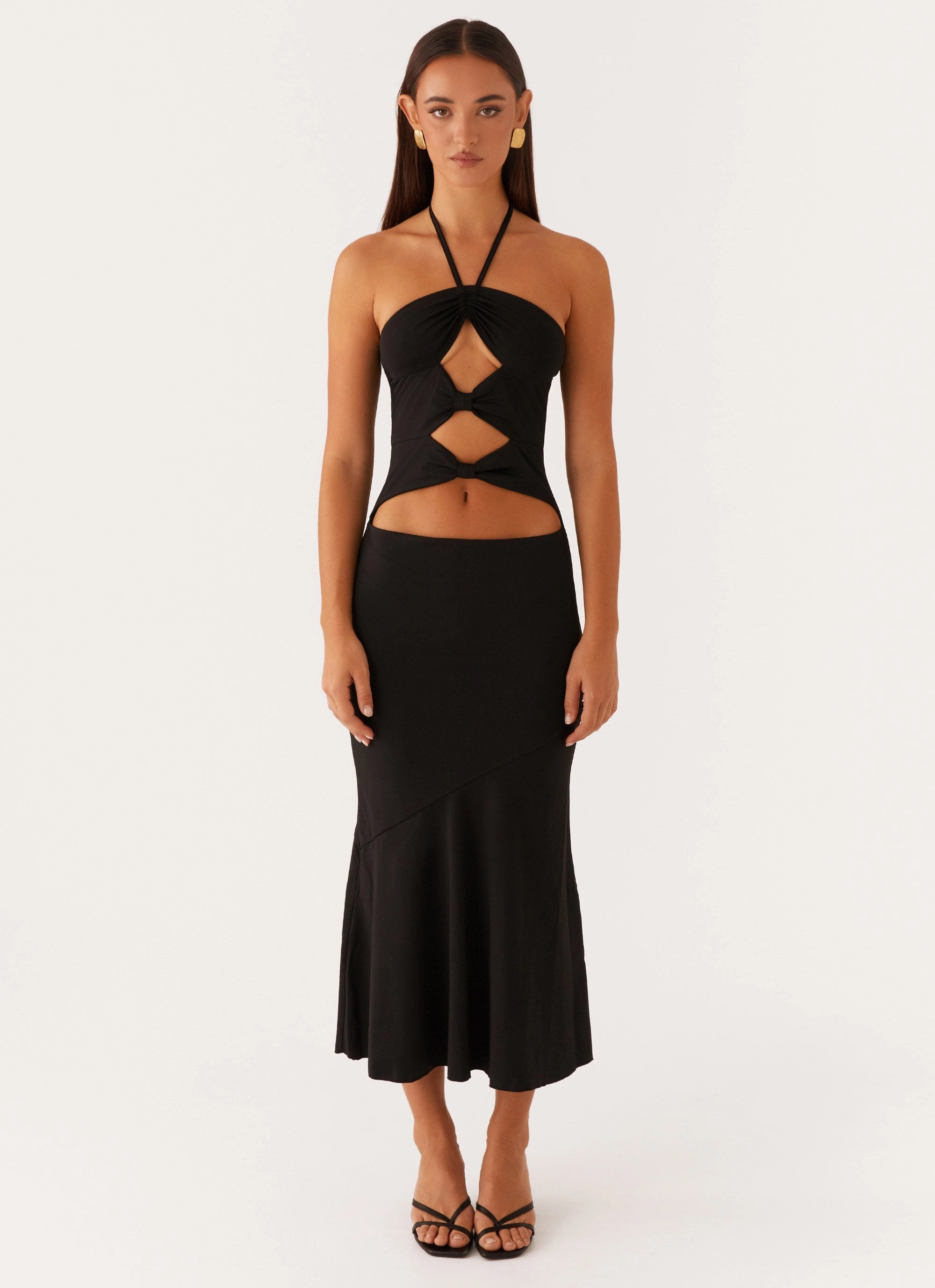 Zena Halterneck Midi Dress - Black Smart Fit Wear