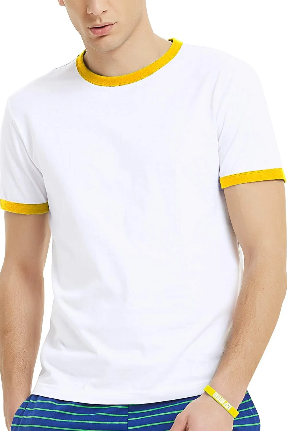 Zengjo Men's Ringer Tee Crewneck Athletic T Shirts Short Sleeve Sport Shirt for Men