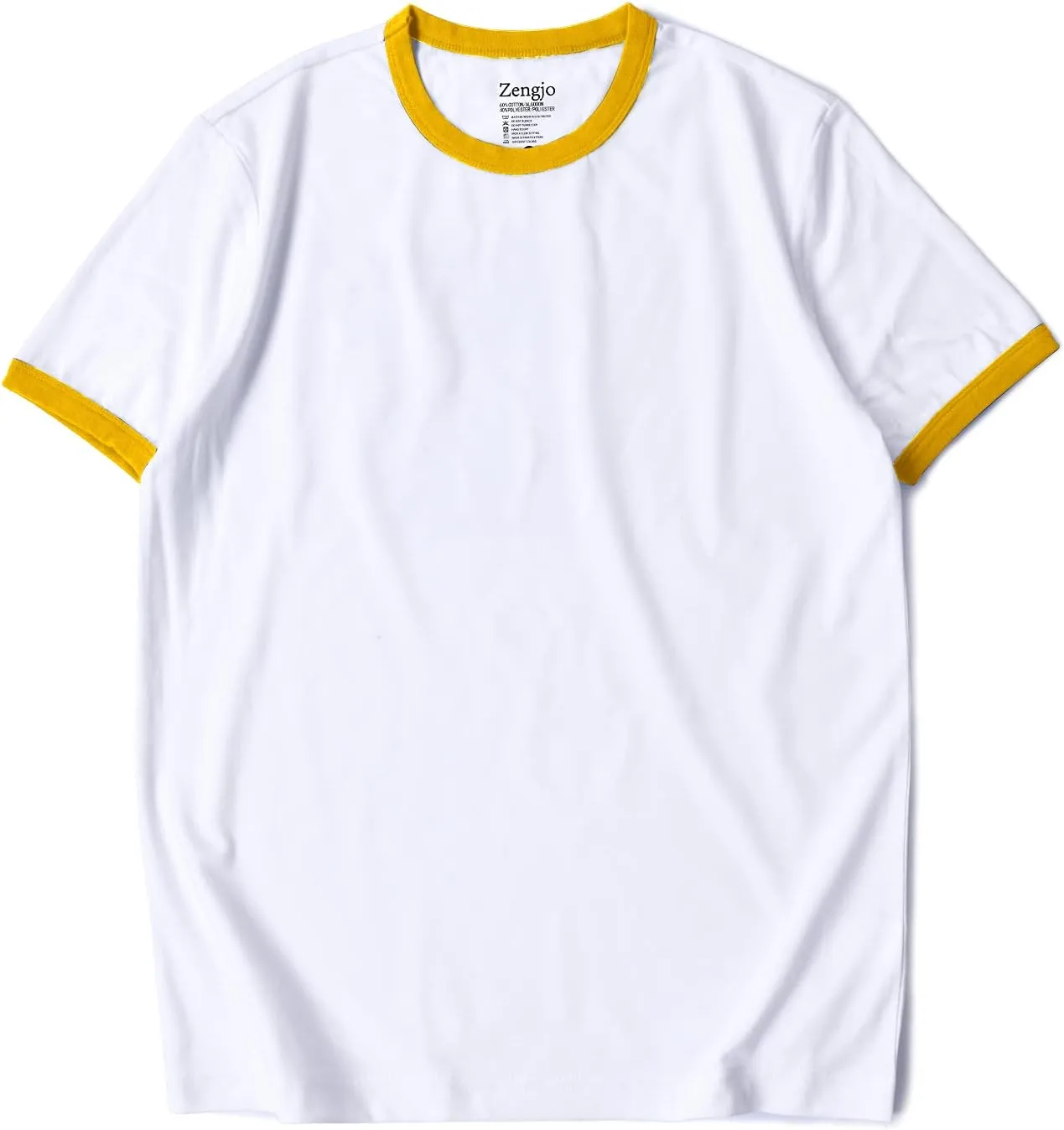 Zengjo Men's Ringer Tee Crewneck Athletic T Shirts Short Sleeve Sport Shirt for Men