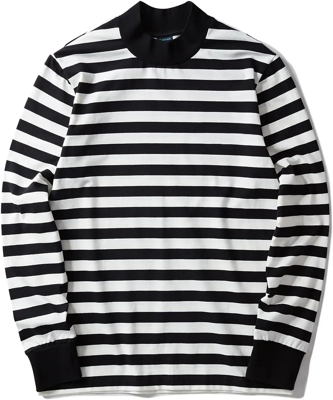 Zengjo Mens Striped Shirt Long Sleeve Mock Turtleneck Shirts