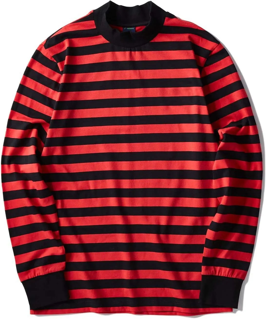 Zengjo Mens Striped Shirt Long Sleeve Mock Turtleneck Shirts