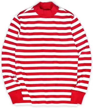 Zengjo Mens Striped Shirt Long Sleeve Mock Turtleneck Shirts