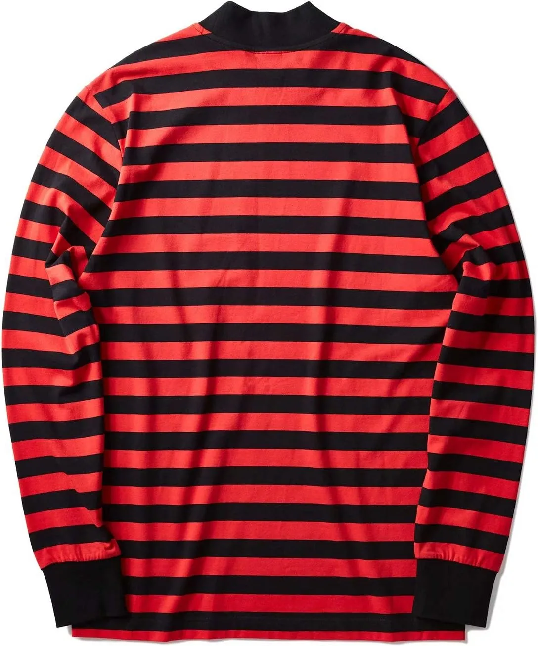 Zengjo Mens Striped Shirt Long Sleeve Mock Turtleneck Shirts