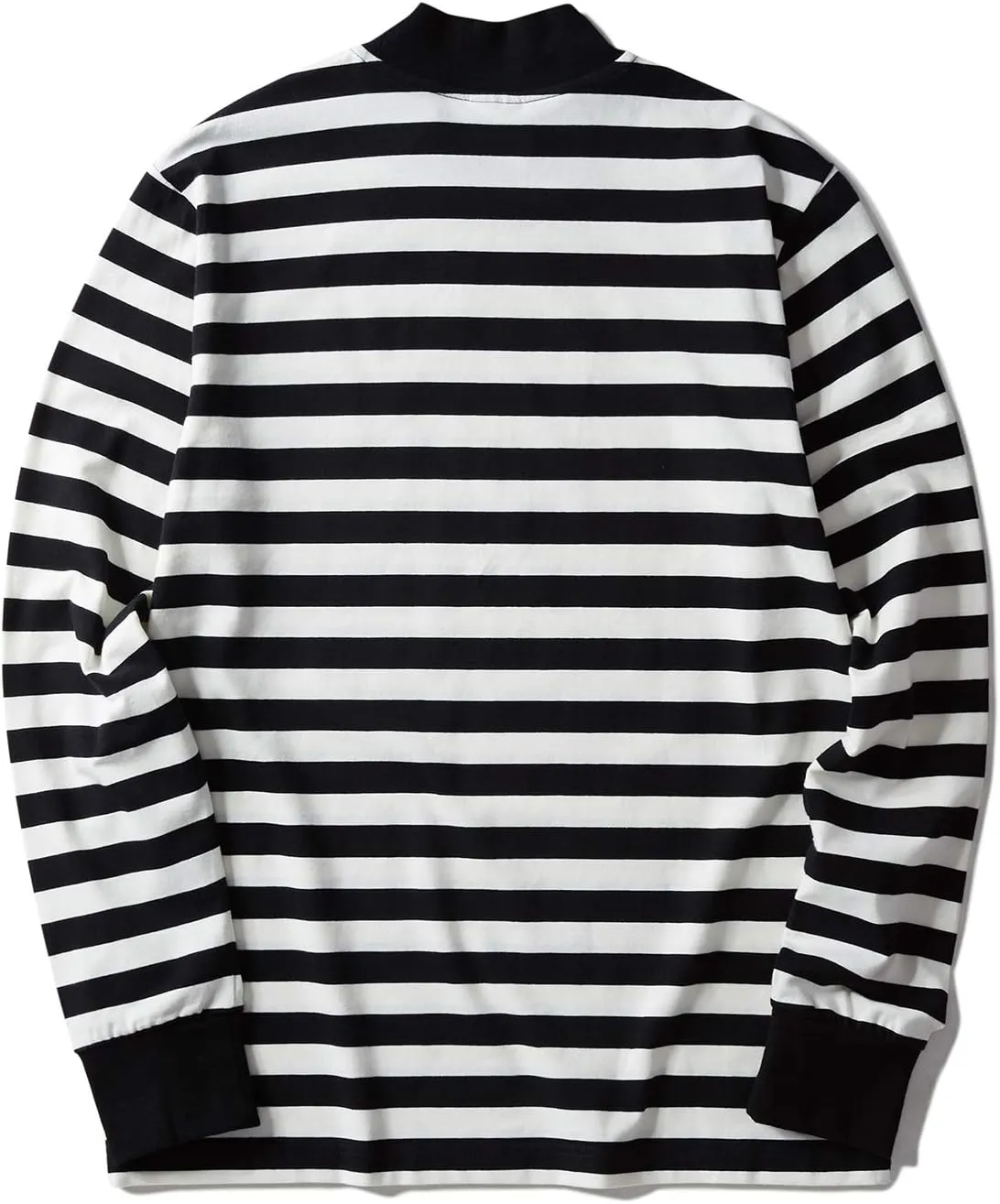 Zengjo Mens Striped Shirt Long Sleeve Mock Turtleneck Shirts