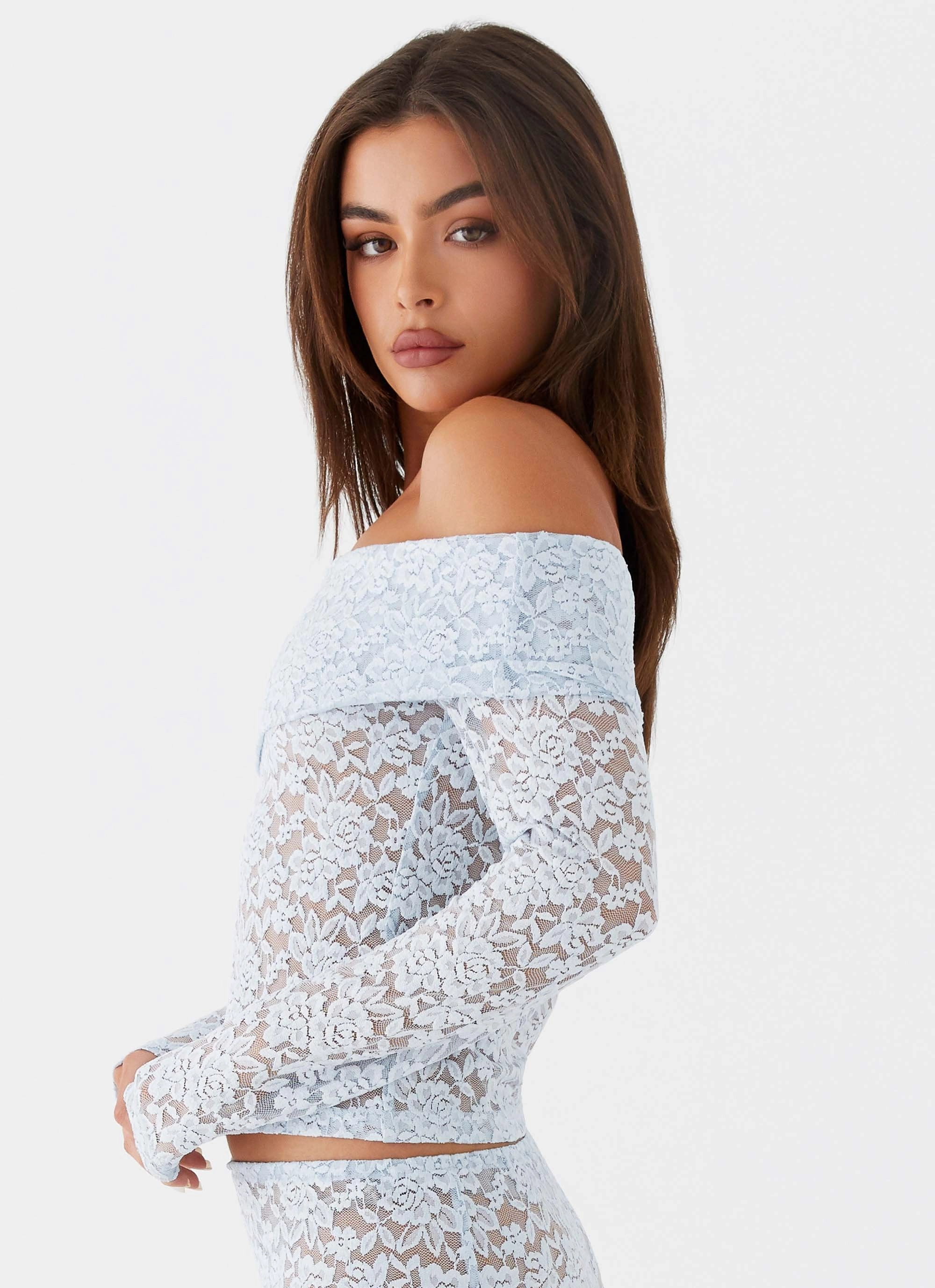Zephyra Lace Long Sleeve Top - Blue Cloud Rugged Daily Style