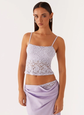 Flatlock Seam Design Nancy Lace Top - Lilac