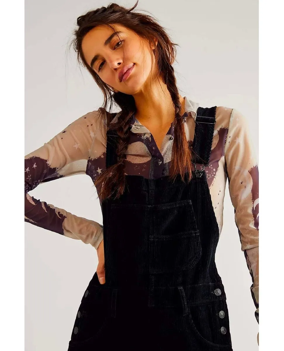 Ziggy Black Corduroy Overalls