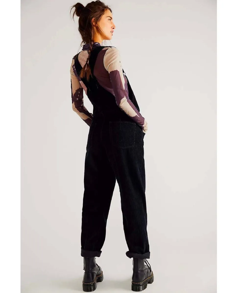 Ziggy Black Corduroy Overalls