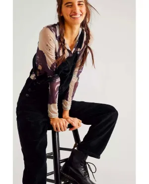 Ziggy Black Corduroy Overalls