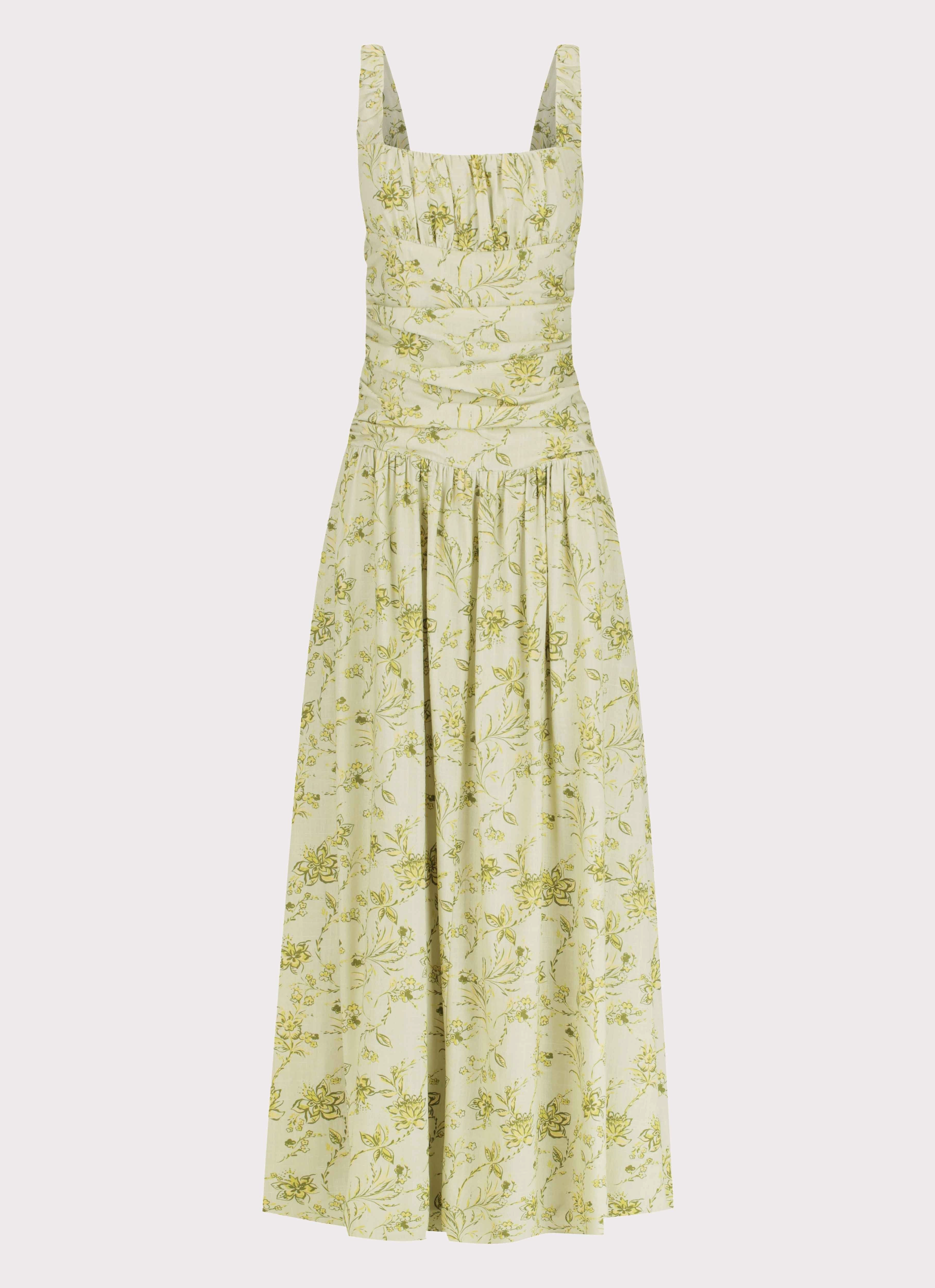 Fresh Form Zinna Linen Maxi Dress - Sage Floral