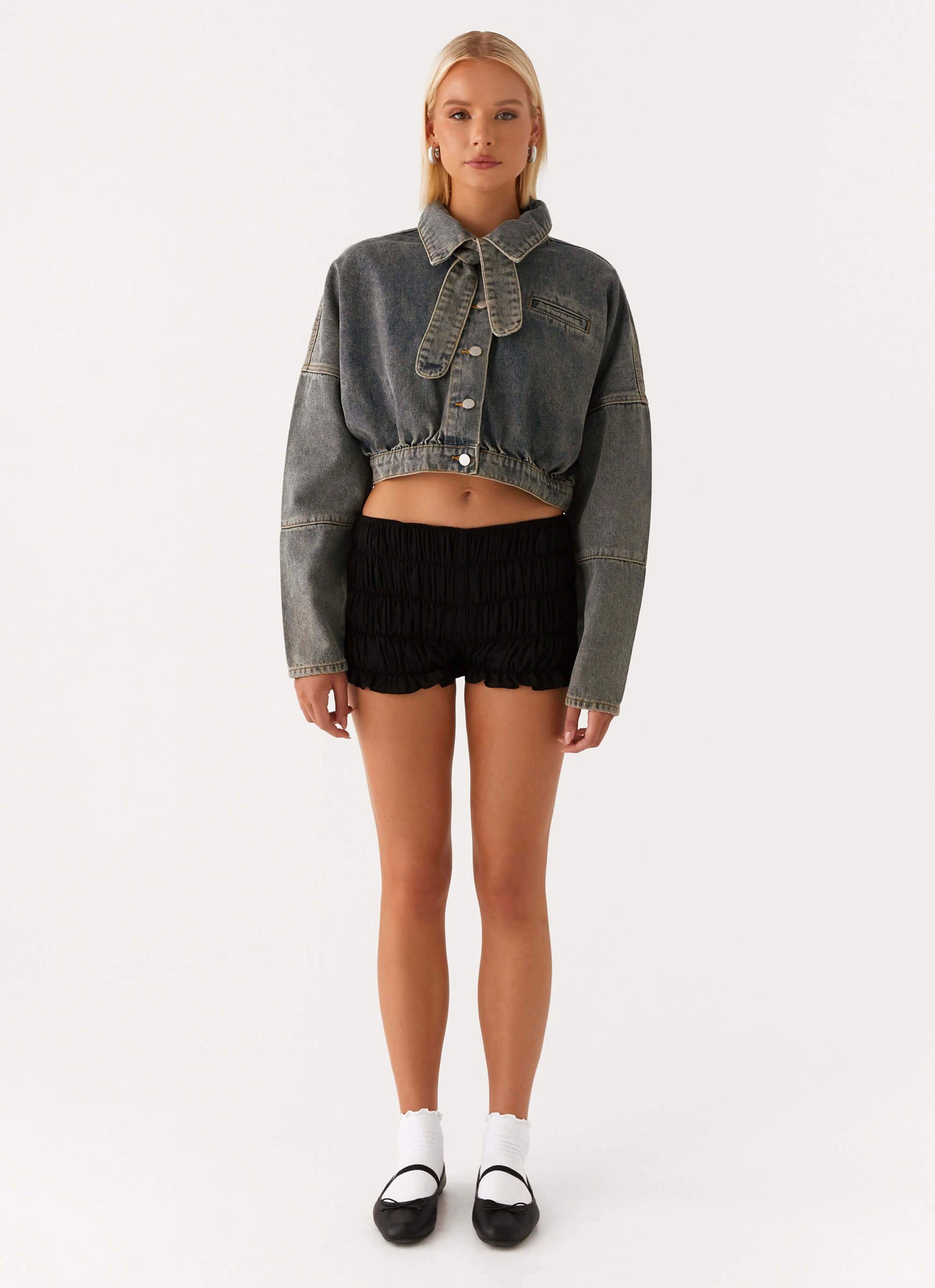 Lilith Boxy Denim Jacket - Vintage Wash Reinforced Edging