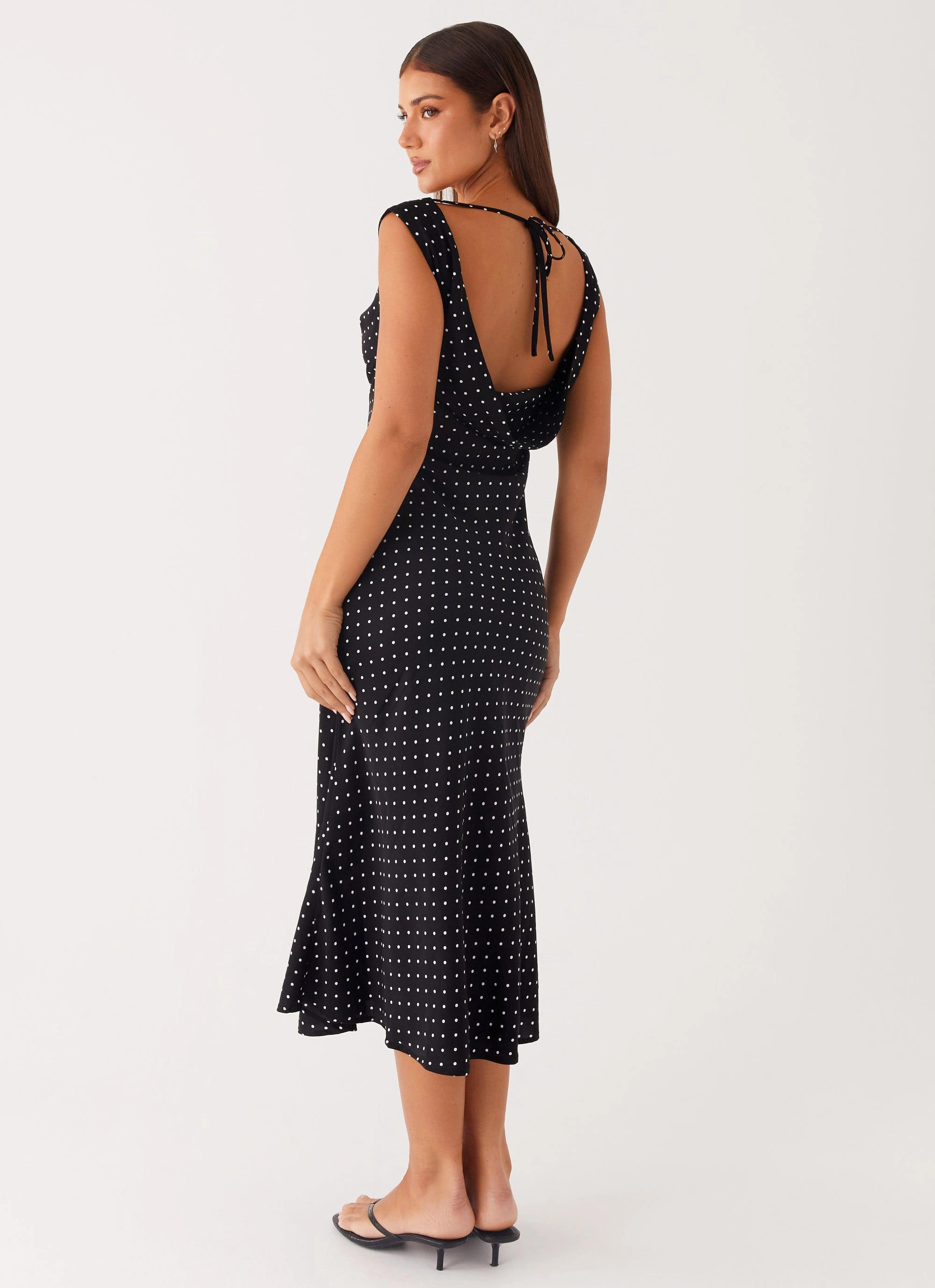 Basic Cool Smooth Detail Role Model Maxi Dress - Black Polka Dot