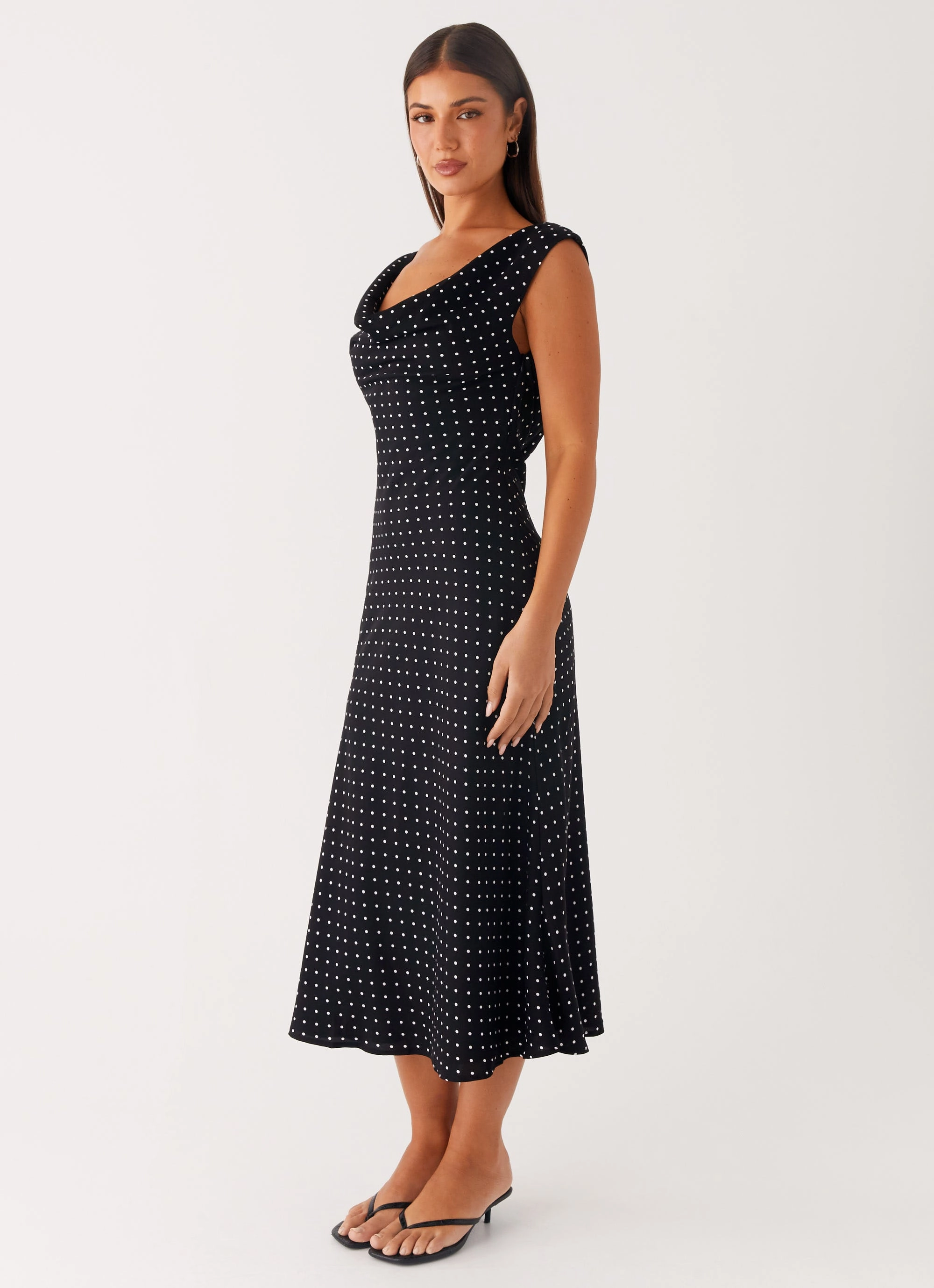 Role Model Maxi Dress - Black Polka Dot Sharp Detail