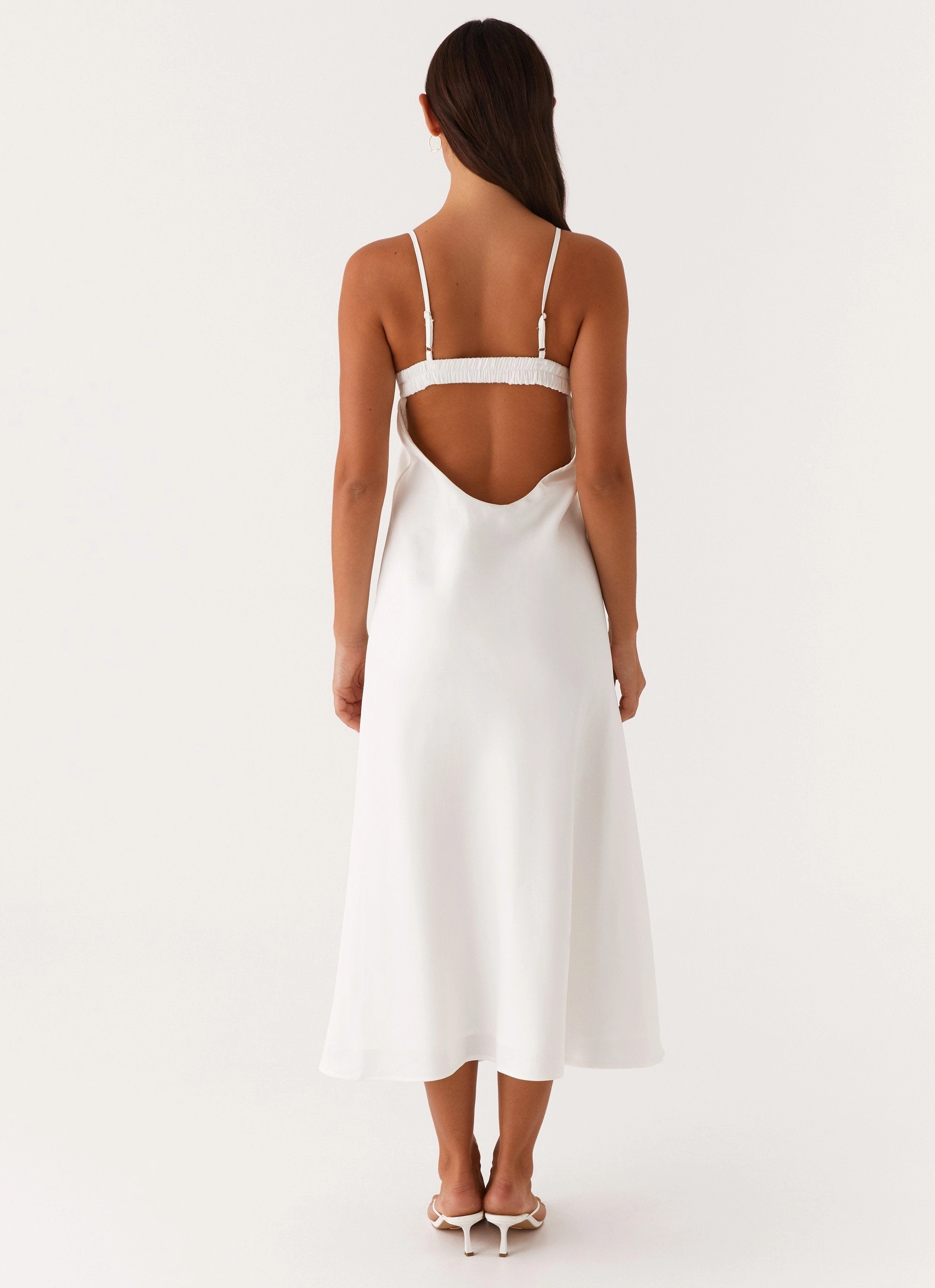 Take Note Midi Dress - White Delicate Lines Versatile Design