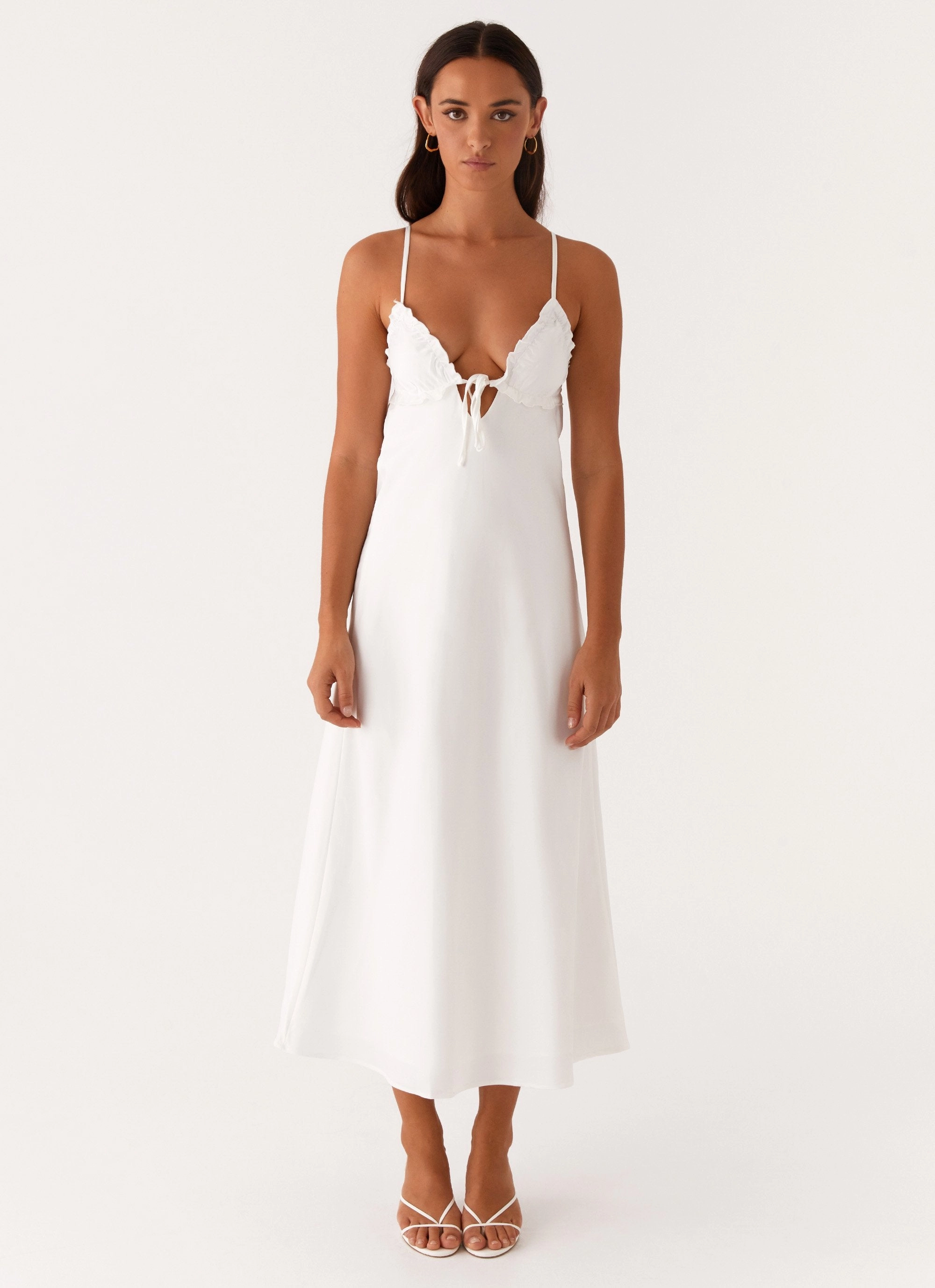 Luxury Feel Romantic Hour Take Note Midi Dress - White