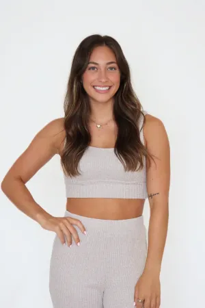 Zoe Ribbed Tank Bra - Slate Grey Snag Free Fabric