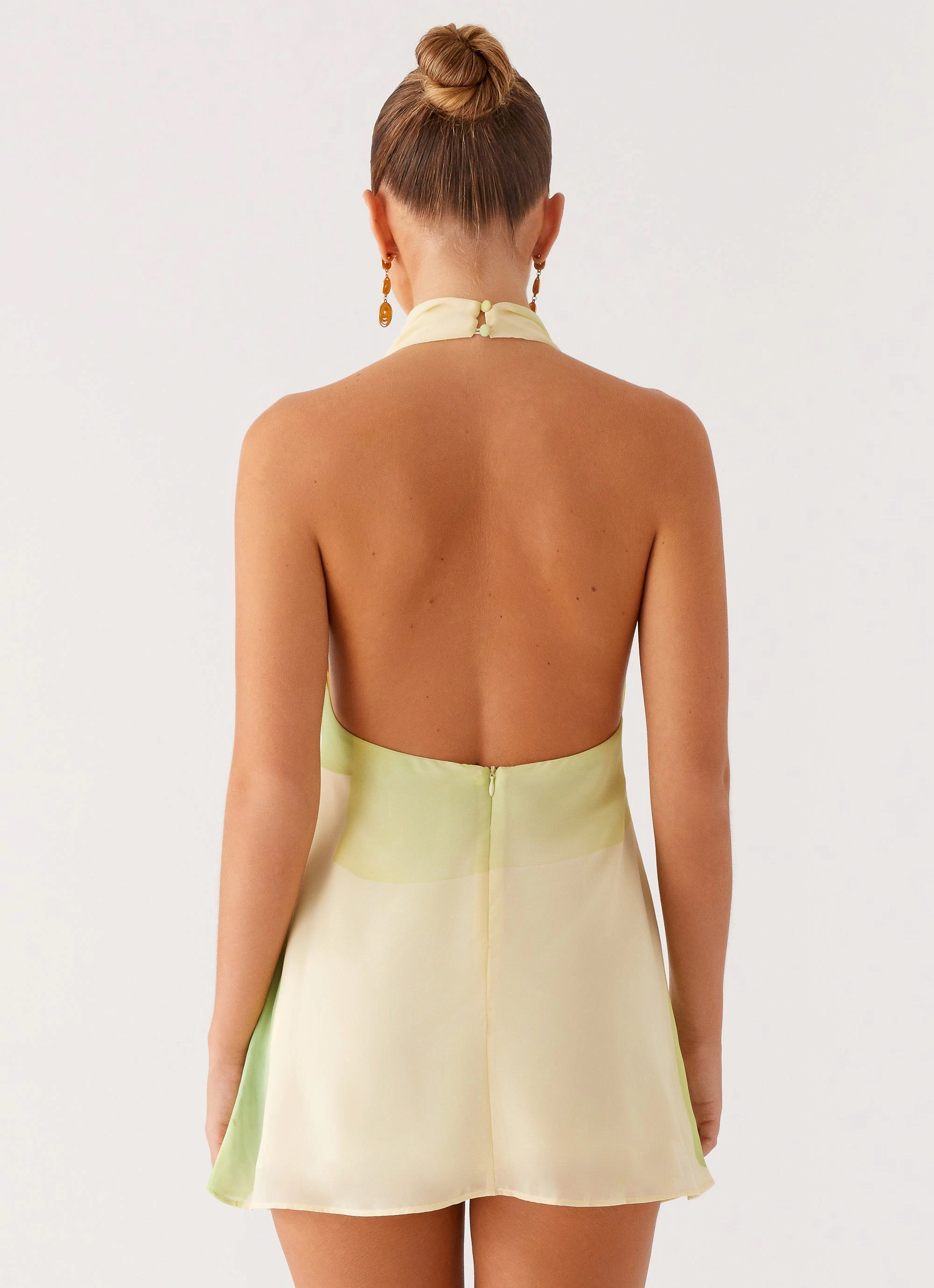 french chic Zofia Cowl Neck Mini Dress - Green Floral