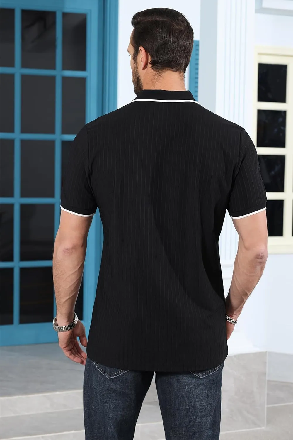 ZTN Mens Shirts Short Sleeve Casual Striped Summer Shirts Button Down Shirt for Men Beach Shirt