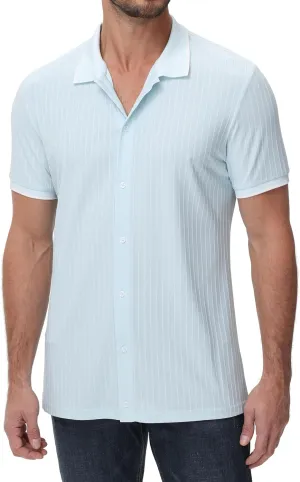 ZTN Mens Shirts Short Sleeve Casual Striped Summer Shirts Button Down Shirt for Men Beach Shirt